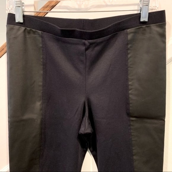 David Lerner Contrast Panel Leggings Faux Leather Black Women’s Size Large - Picture 4 of 7